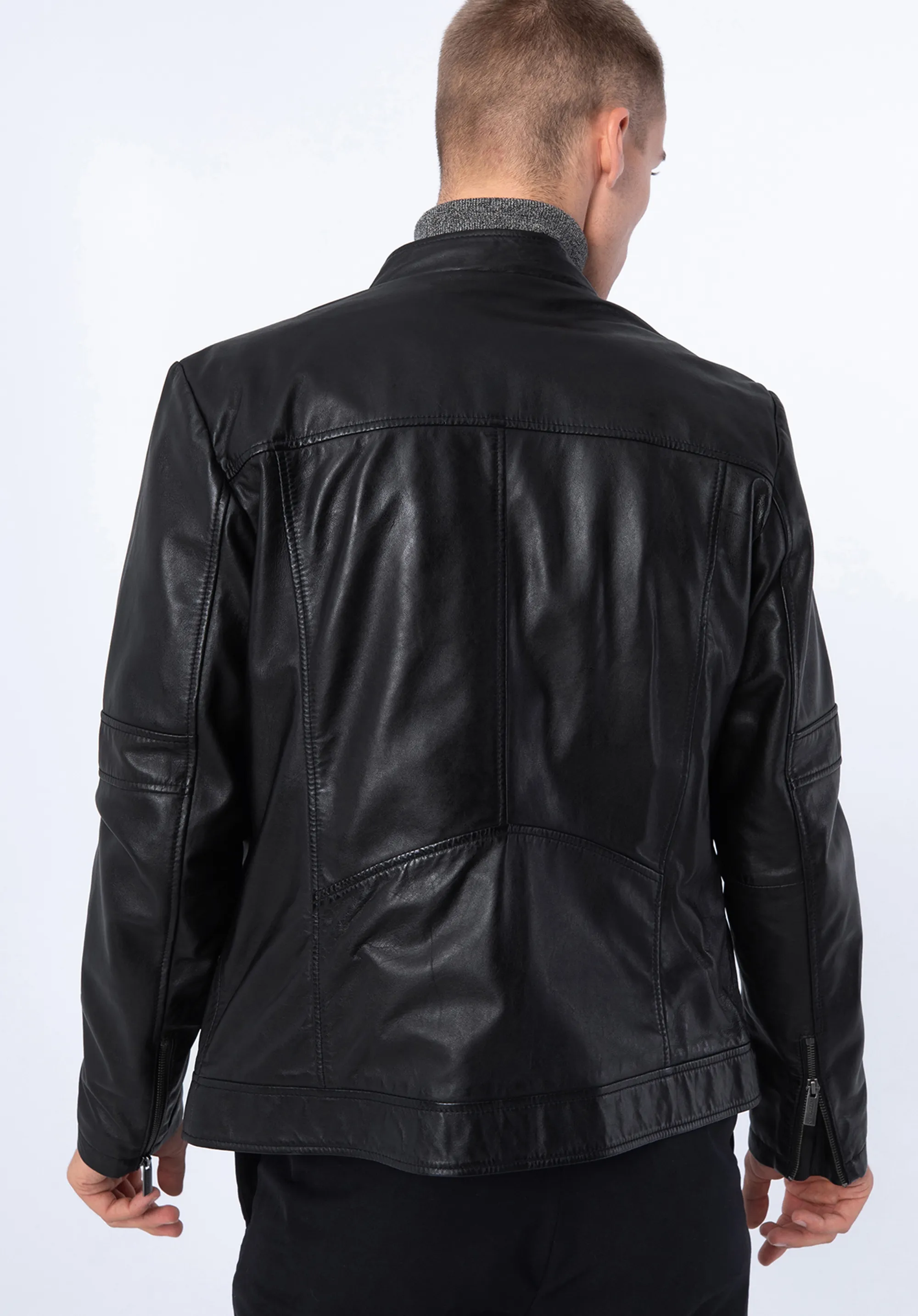 Zweifarbige Lederjacke für Herren 
